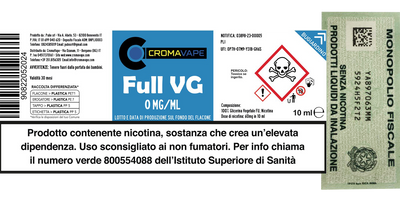 NICOTINA FULL VG 100% BASE NEUTRA 10 ML - 0-6-9-12-18-20 MG/ML